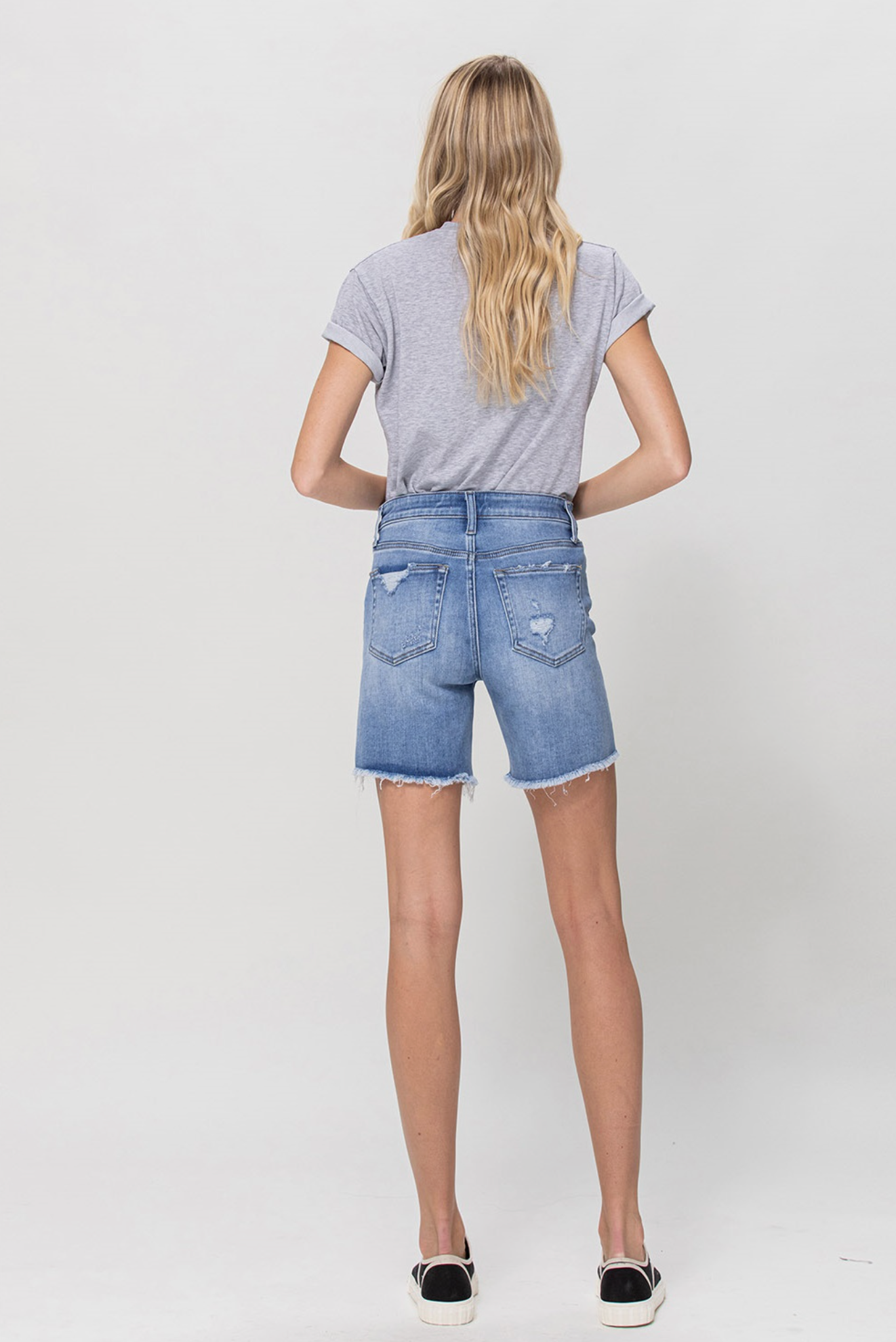 Stretch High Rise Midi Shorts - The Street Boutique 