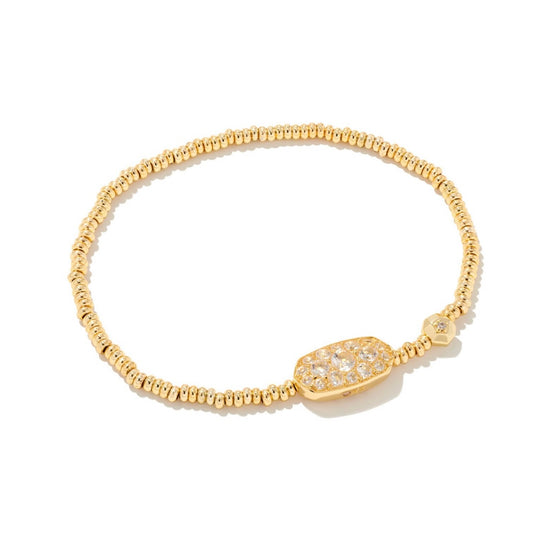 KENDRA SCOTT Grayson Gold Crystal Stretch Bracelet in White Crystal - The Street Boutique 