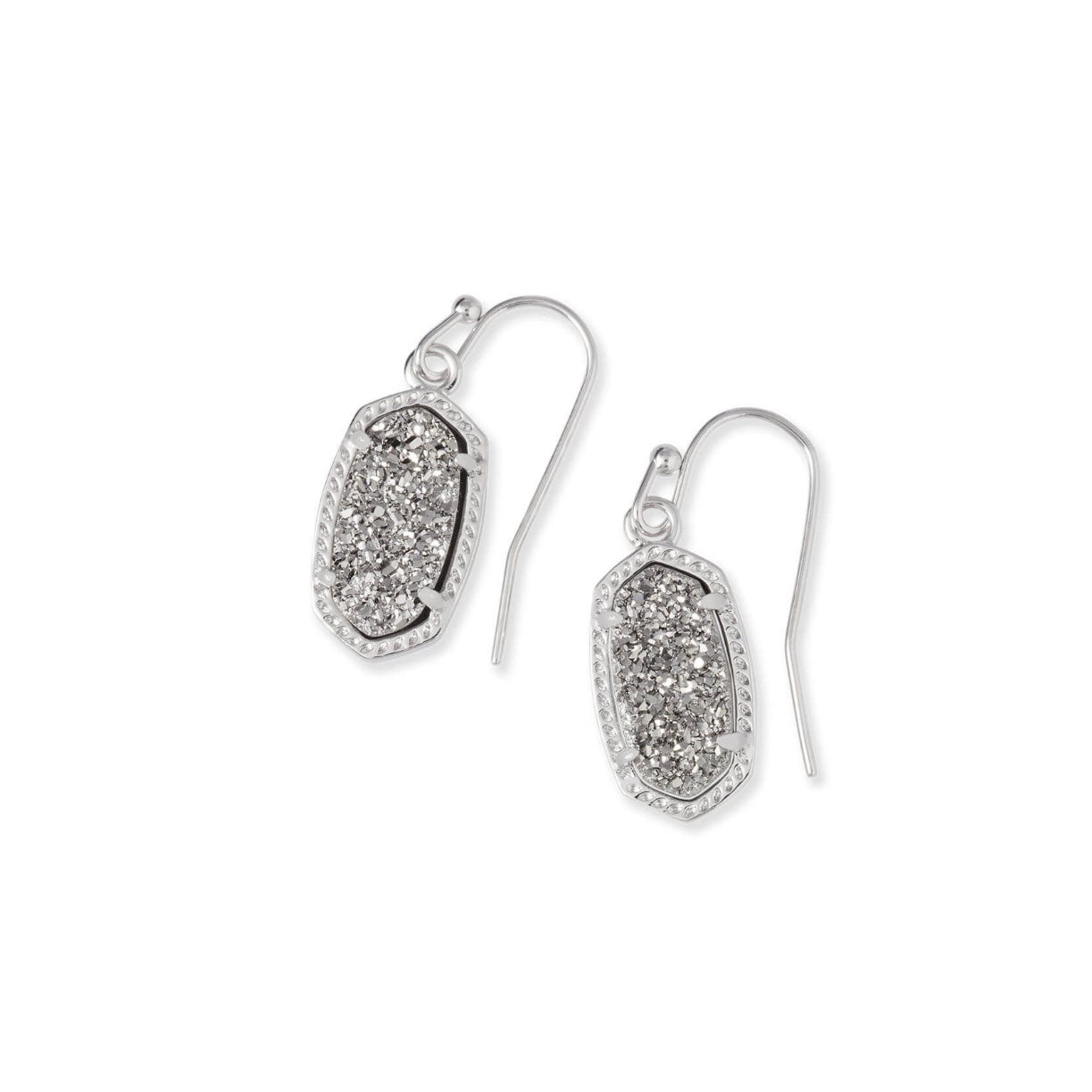 KENDRA SCOTT Lee Drop Silver Earrings in Platinum Drusy - The Street Boutique 