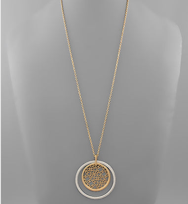 Load image into Gallery viewer, Filigree Disc &amp;amp; Circle Necklace - The Street Boutique 
