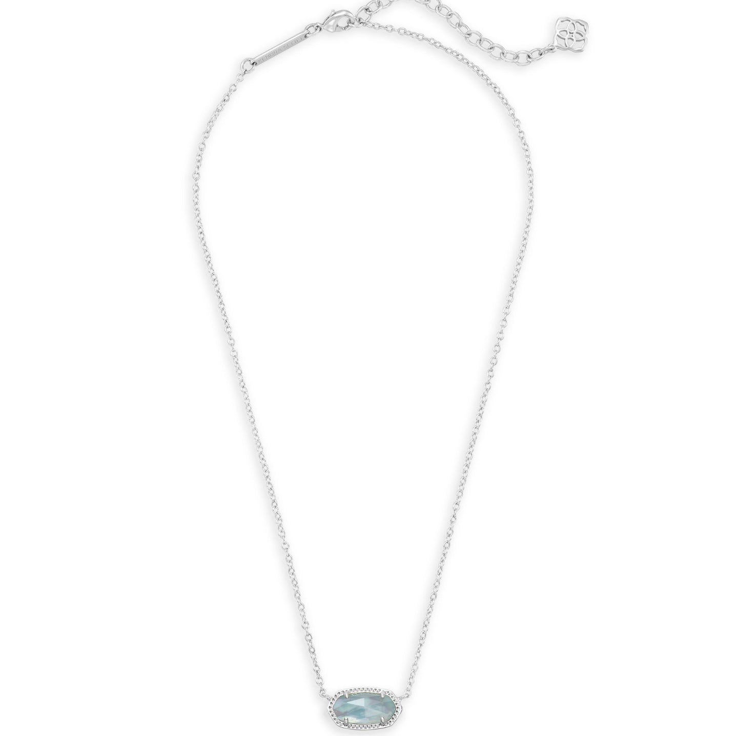 KENDRA SCOTT Elisa Silver Pendant Necklace in Light Blue Illusion - The Street Boutique 