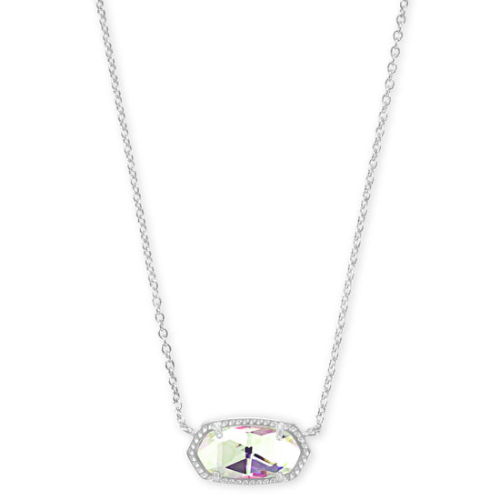 Elisa Short Pendant Necklace in Rhodium Dichroic Glass by KENDRA SCOTT - The Street Boutique 