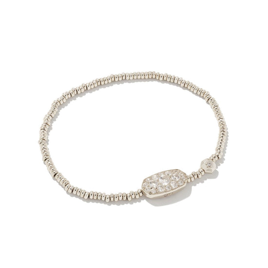 KENDRA SCOTT Grayson Silver Crystal Stretch Bracelet in White Crystal - The Street Boutique 